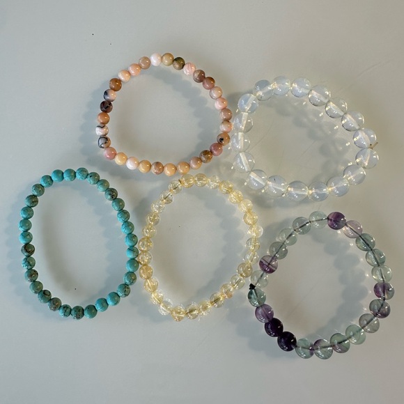 Semi precious stones crystal quartz bracelet lot of 5 - Picture 2 of 4